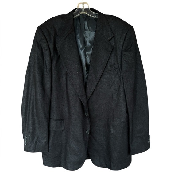DiBenedetto Raw Silk Black Blazer 42R Italian Luxury Textured Sport Coat